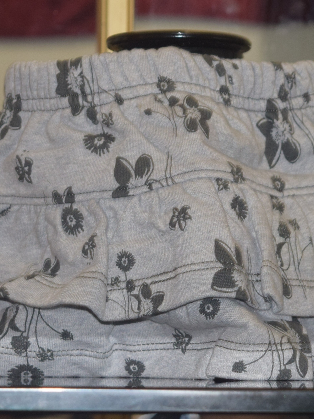 Girls Gray Floral Ruffle Skort